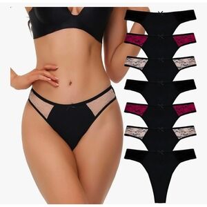 LYYTHAVON Womens Thong Underwear 7 Pack Lace Trim Multicolor XXL X004E3M6E3